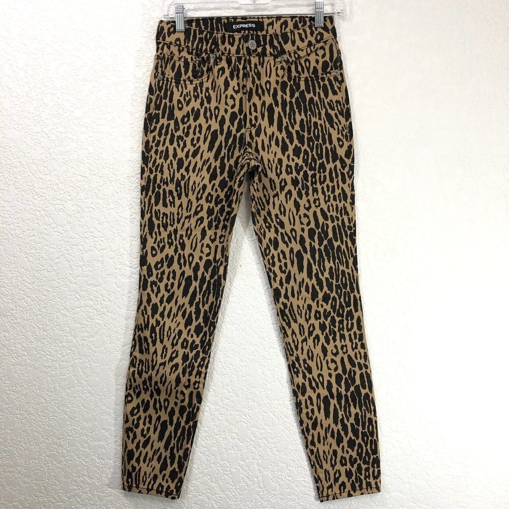 Express Animal Print Pants High Rise Ankle Leggings - Picture 6 of 6